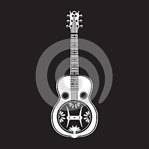 Vector illustration of white resonator guitar in flat style