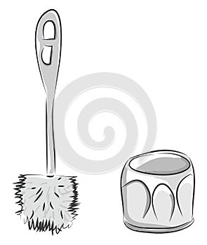 Vector illustration of a white toilet brush