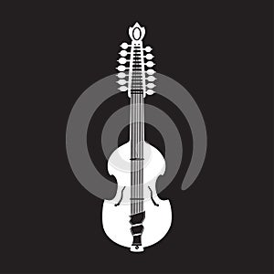 Vector illustration of white viola guitar, flat style