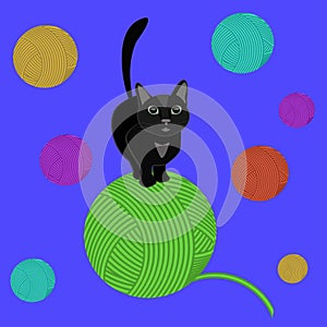 Vector illustration wiht blak cat