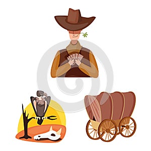 Vector illustration of wild and west symbol. Set of wild and american vector icon for stock.