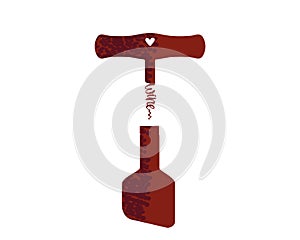 Vector illustration of a wine corkscrew