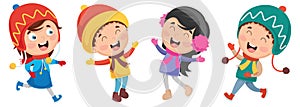 Vector Illustration Of Winter Kids