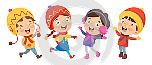 Vector Illustration Of Winter Kids
