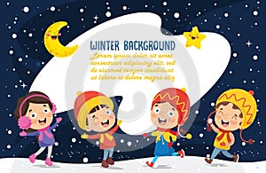 Vector Illustration Of Winter Kids