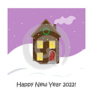 Vector illustration of a winter landscape. New Year card. Winter is comming. Happy holidays