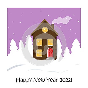 Vector illustration of a winter landscape. New Year card. Winter is comming. Happy holidays