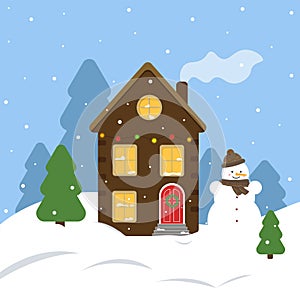 Vector illustration of a winter landscape. New Year card. Winter is comming. Happy holidays