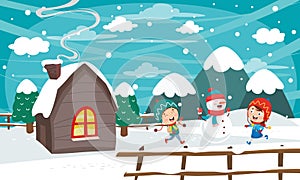 Vector Illustration Of Winter Scene