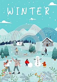 Vector illustration of the winter season