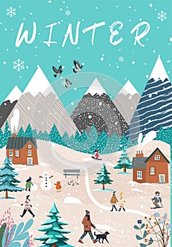 Vector illustration of the winter season