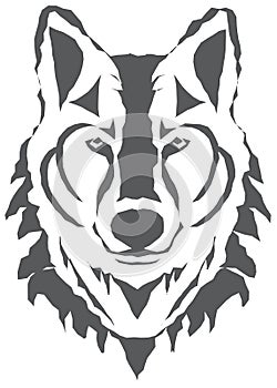 Vector Wolf Head Silhouette Isolated On White Background