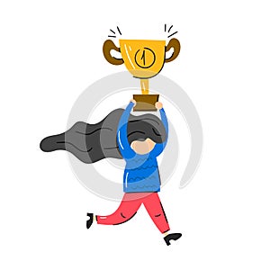 Vector illustration with woman and gold cup number one