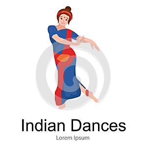 Vector illustration of woman performing Kathak classical dance of Northern India. Indian traditional dancer girl, Vector