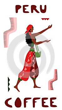 Vector illustration of woman pickers are harvesting coffee from branches of trees.