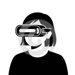 Vector Illustration of Woman Using Virtual Reality Headset for Gaming and Innovation