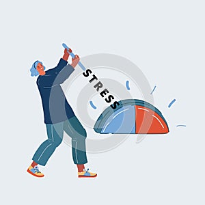 Vector illustration of woman who stop her stress on white backround.