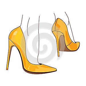 Vector illustration of women\'s highheeled shoesFashionable women\'s shoes Luxury style Highheeled