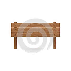 Vector illustration of wooden board or signboard on white background