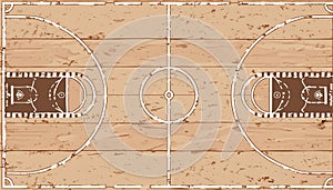 Vector Illustration of Wooden Parquet Basketball Court Generated image