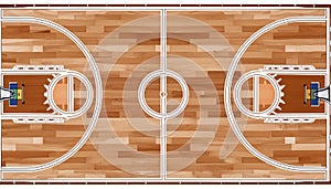 Vector Illustration of Wooden Parquet Basketball Court Generated image