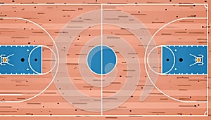 Vector Illustration of Wooden Parquet Basketball Court Generated image