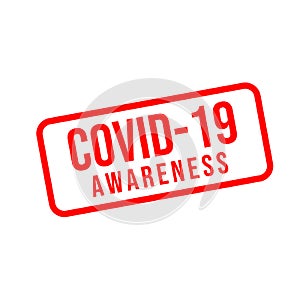 Vector illustration of the word Covid-19  Coronavirus disease 2019  awareness in red ink stamp
