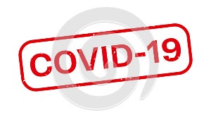 Vector illustration of the word Covid-19 (abbreviation of Coronavirus disease 2019) in red ink stamp