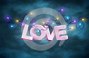 Vector illustration of the word love