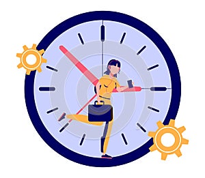 Vector illustration, work time management concept, quick response, people rush to do everything at