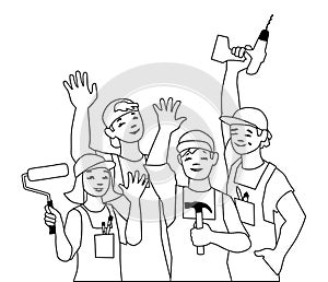 Vector illustration of working team, craftsmen.