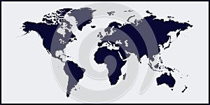 Vector illustration world map. World map on black blue background. Layers grouped for easy editing illustration.