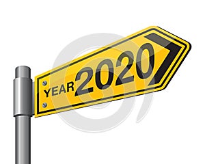 Vector illustration of year 2020 road sign