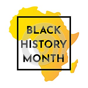 Vector illustration yellow background with silhouette of African continent. Black history month