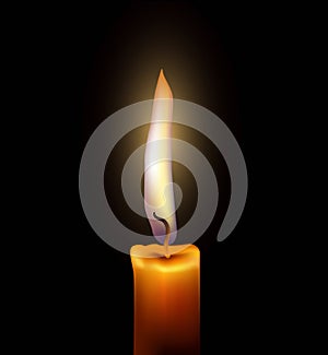 Vector illustration of a yellow candle on a black background