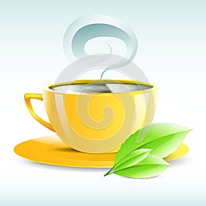 Vector illustration of a yellow cup of hot tea