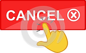 yellow hand touch cancel button