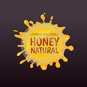 Vector illustration of Yellow honey blot isolate on dark background.