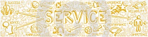 Vector Illustration of Yellow Icons with Service Concept