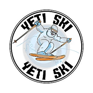 Vector Illustration of Yeti Skiing