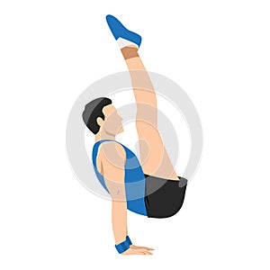 Vector illustration of a young man gymnast performing floor exercise