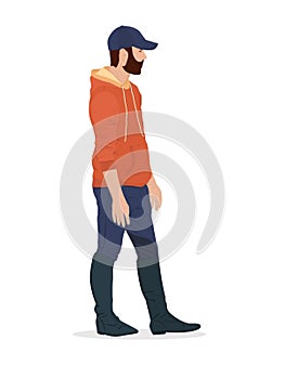 Vector illustration of a young man in riding boots. Isolated on a white background. The theme of equestrian sports