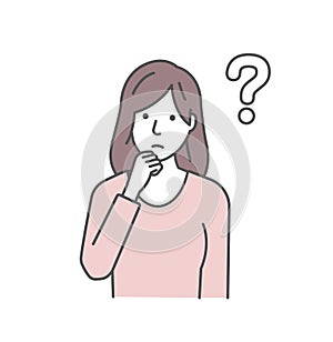 Vector illustration of a young woman having a question