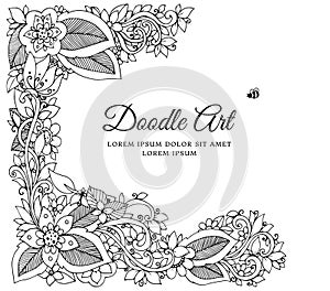 Vector illustration zentnagl, floral frame. Doodle drawing. Coloring book anti stress