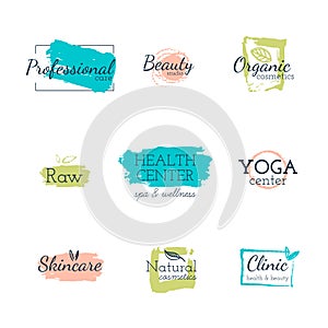 Vector illustrations and badges for beauty, healthy life