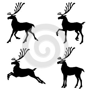 Christmas deer silhouette set