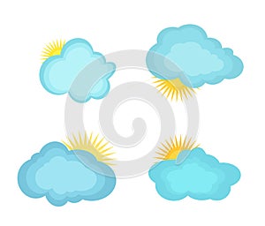 Vector illustrations clouds and the sun