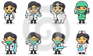 Vector illustrations of Cute Girl with doctor costume.