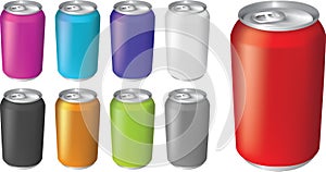 Vector illustrations of fizzy drink soda cans