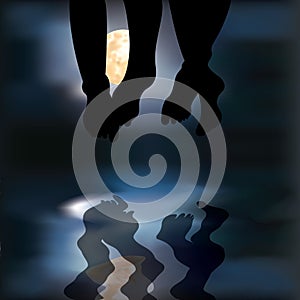 Vector illustrations People love on the river